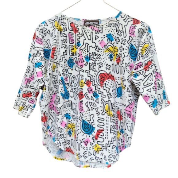 JUST FITZ | Vintage Keith Haring All-Over-Print Retro 80s Pop Art Graphic Shirt - Picture 1 of 11
